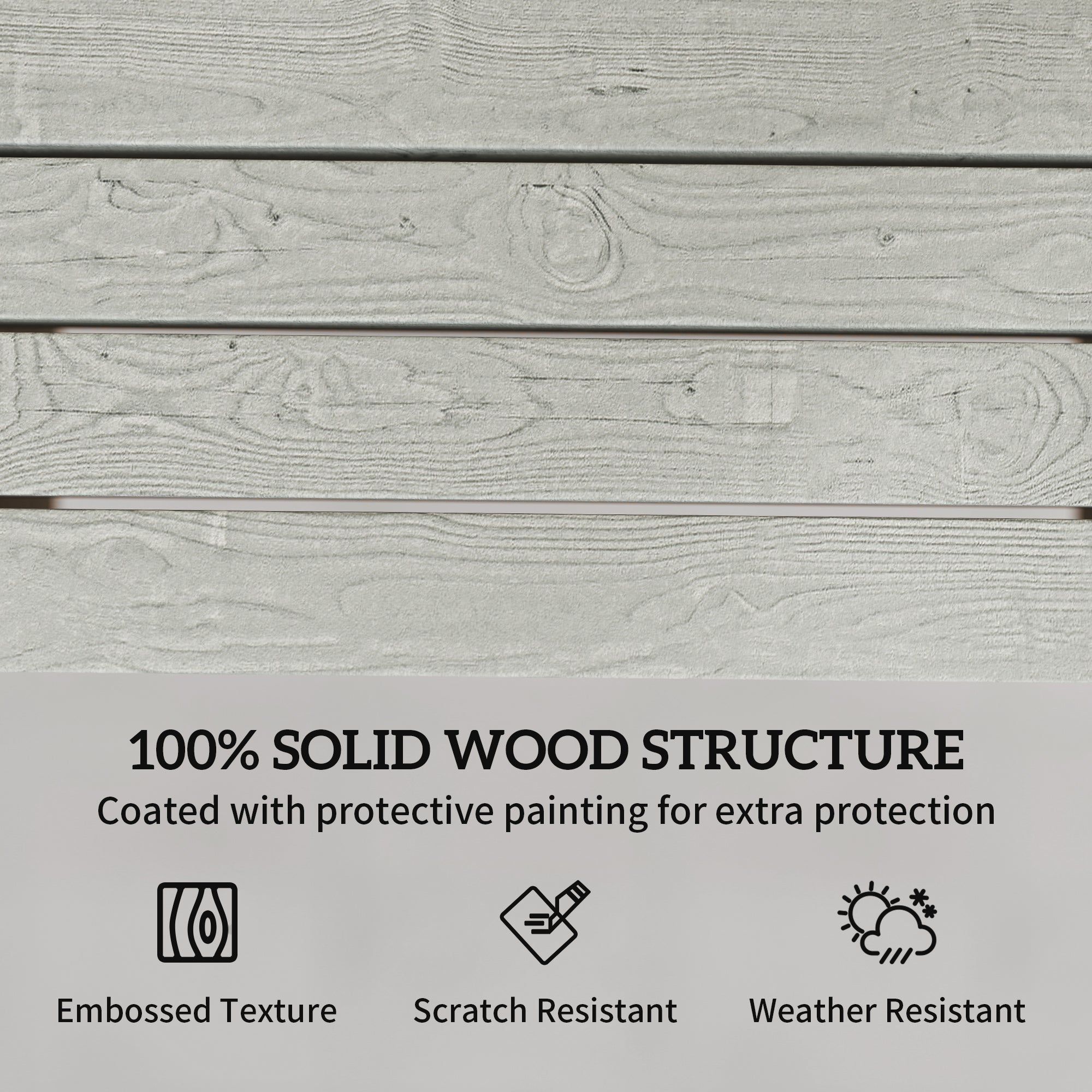 Light gray embossed wooden jill garden seat with protective coating for outdoor use by outsunny