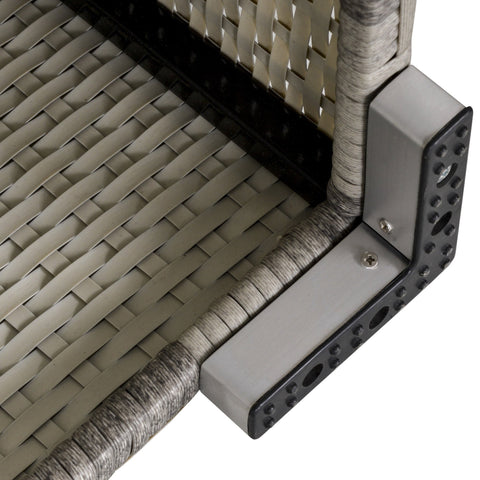 Outsunny outdoor light grey rattan corner sofa with gray woven resin wicker frame and black seat cushion support