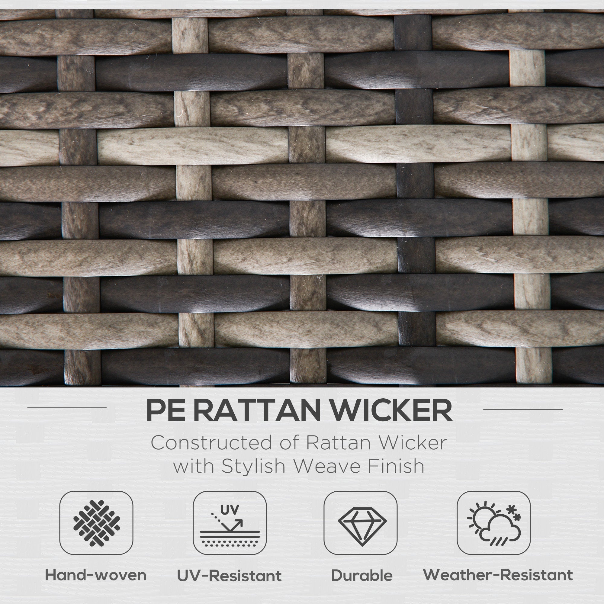 Outsunny outdoor pe rattan corner sofa in deep grey with stylish woven texture and comfortable seat cushion