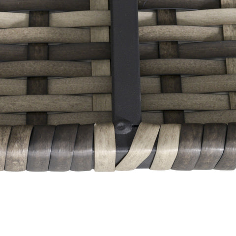 Gray woven resin wicker chair frame with black metal support for outsunny rattan corner sofa with seat cushion