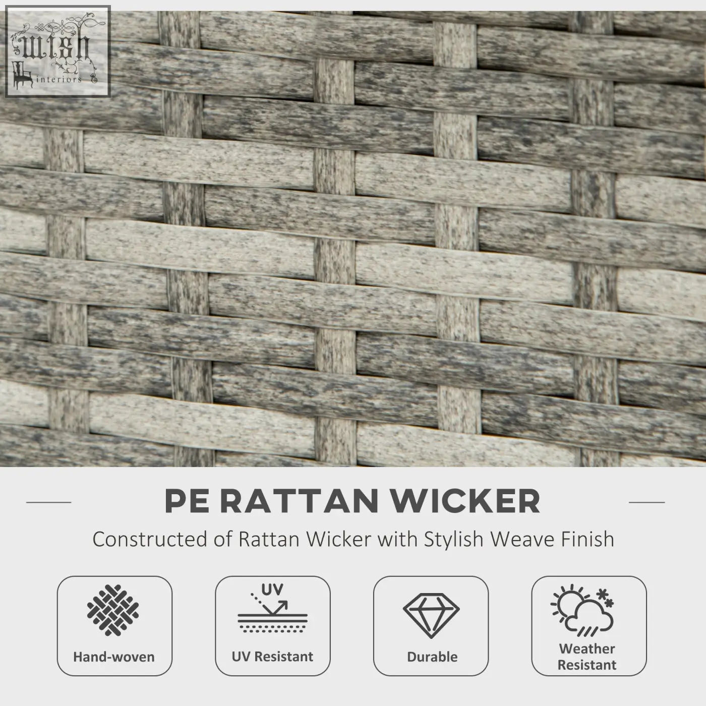 Outsunny outdoor gray pe rattan wicker pit table with mesh guard lava stone and rain cover for patio heating