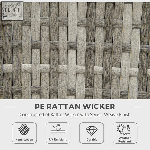 Gray pe rattan wicker pit table with hand-woven weave finish 50000 btu burner rain cover and glass windscreen