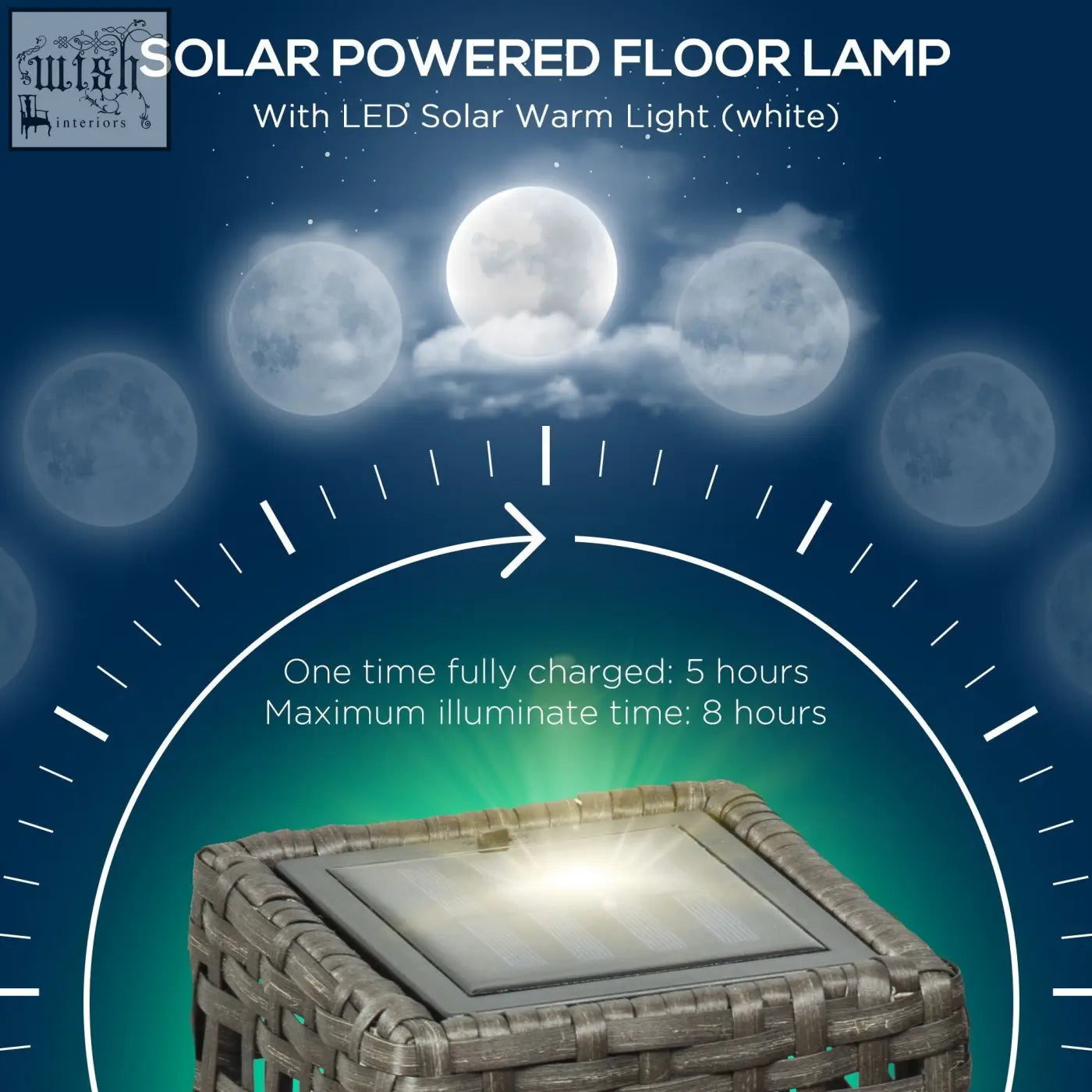 Outsunny outdoor rattan lamp with grey woven rattan and rectangular solar led panel for eight hours light use