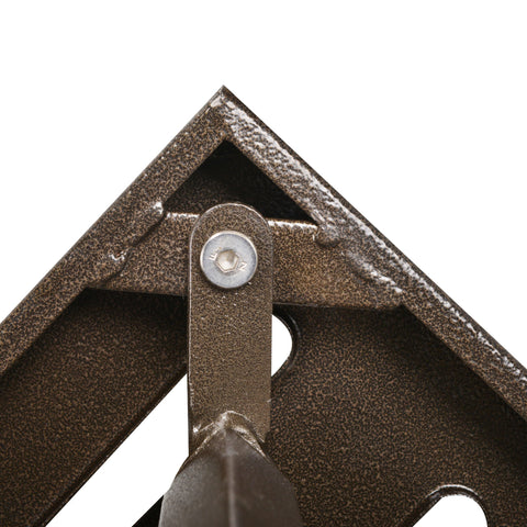 Bronze finished metal triangular wall bracket with textured surface and central screw for outsunny patio table umbrella hole