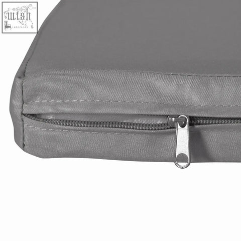 Gray outdoor seat cushion with durable fabric and silver zipper pull for rattan furniture by Outsunny