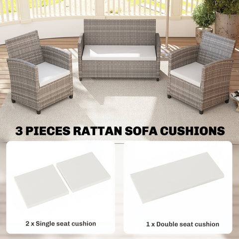 Set of three cream white outdoor seat cushions for rattan furniture by outsunny perfect for single and double seats