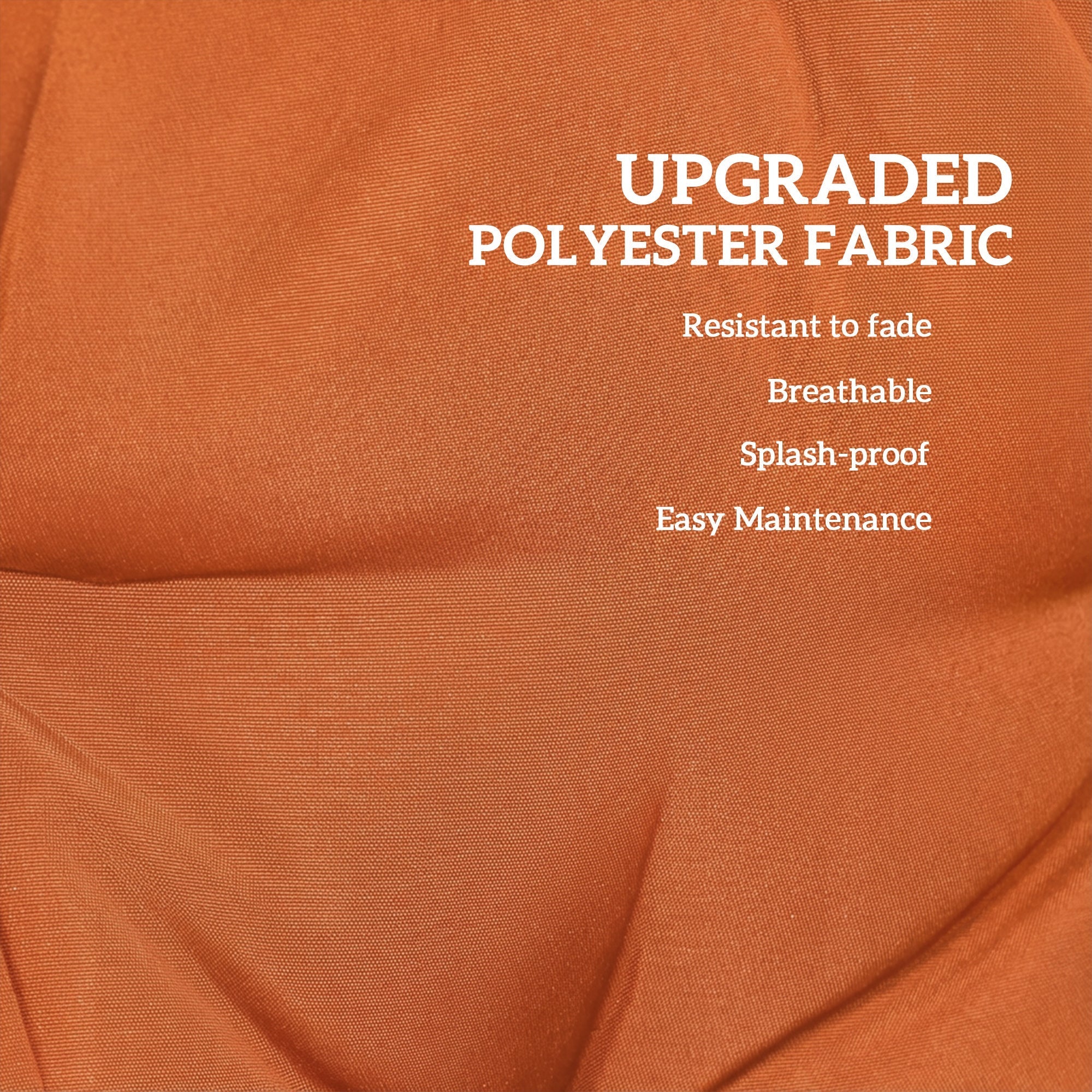 Orange upgraded polyester outdoor seat back cushion with textured weave for durability 150l x 50w
