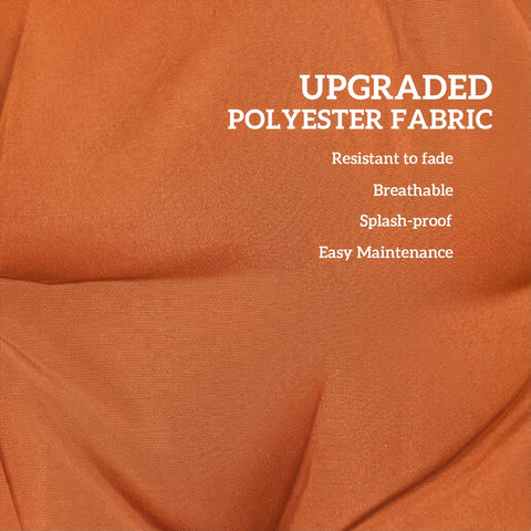 Orange upgraded polyester outdoor seat back cushion with textured weave for durability 150l x 50w