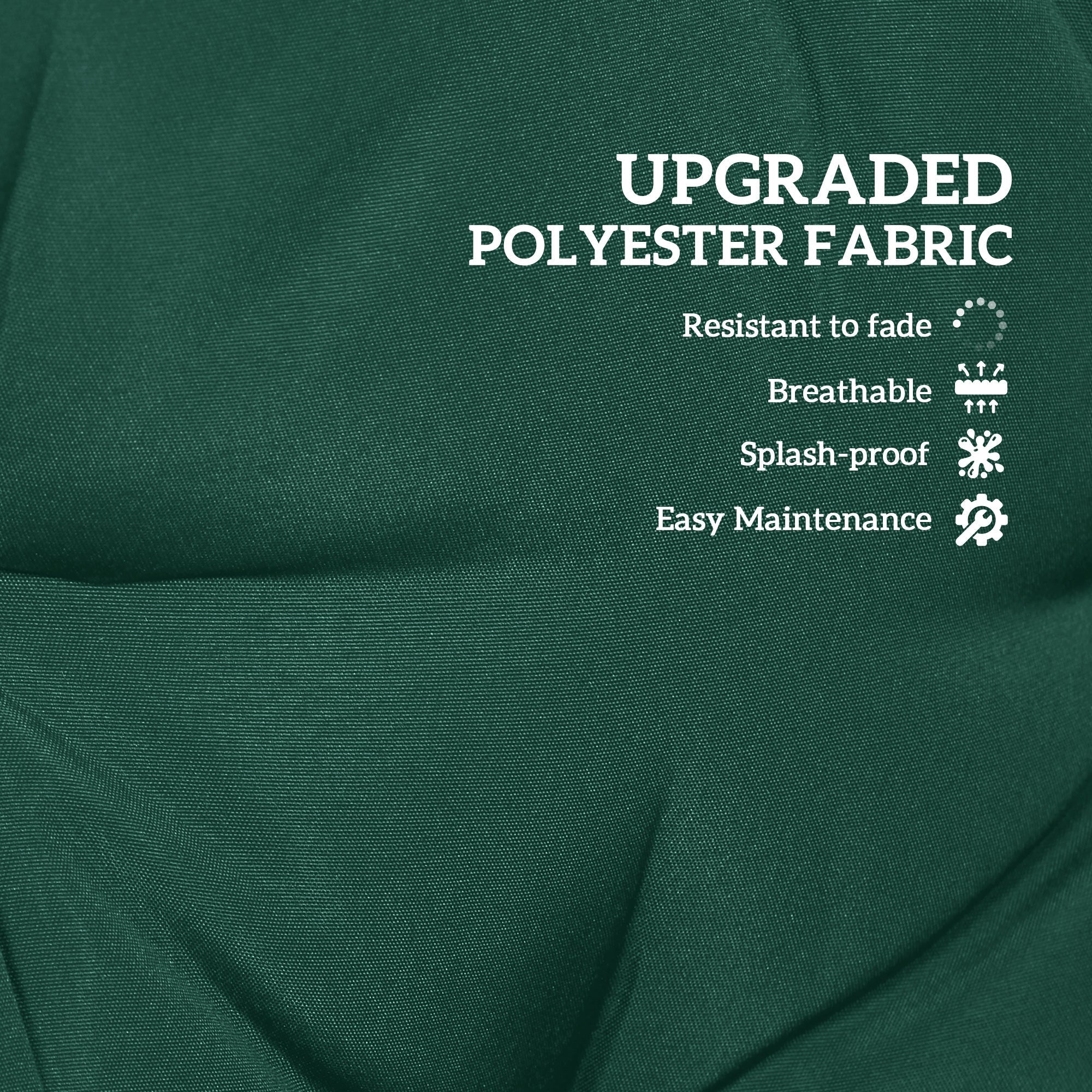 Outsunny outdoor seat cushions in deep green fade resistant polyester with splash proof textured weave 150l x 50w