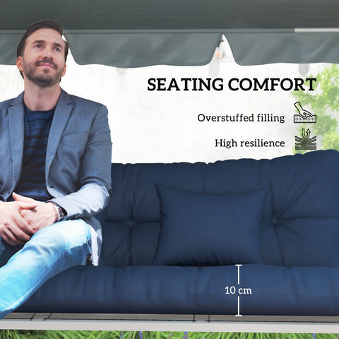 Deep navy blue tufted outdoor seat cushion with overstuffed filling perfect for 150l x 50w 3-seater chair