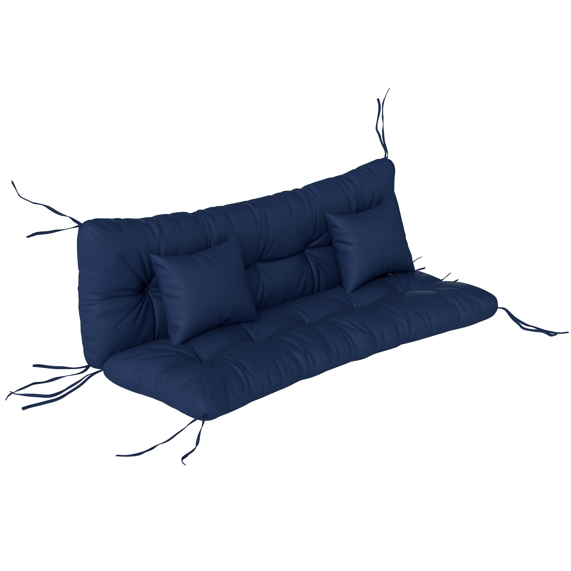 Navy blue outsunny outdoor seat cushion with back cushion and 2 pillows 150l x 50w for 3-seater chair