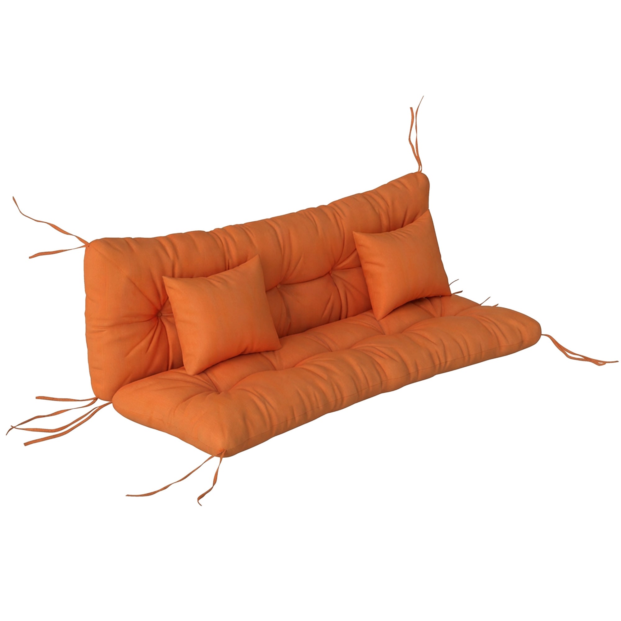 Outsunny orange tufted outdoor seat cushion set with back cushion and 2 pillows 150l x 50w for 3-seater chair