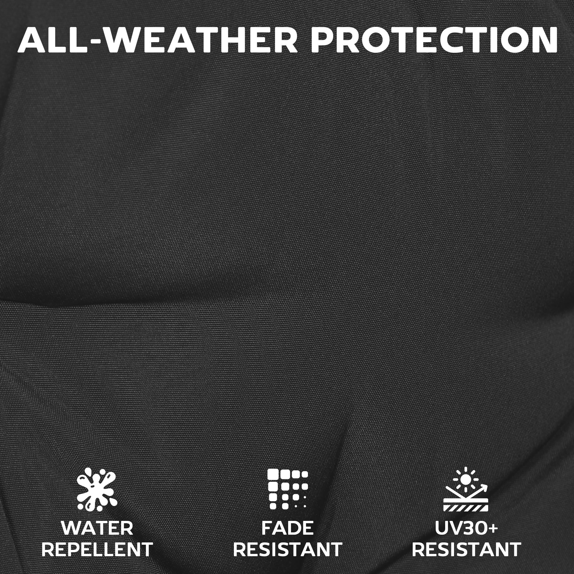 Black textured fabric of outsunny outdoor seat cushions set of 2 with waterproof and uv30+ resistant features