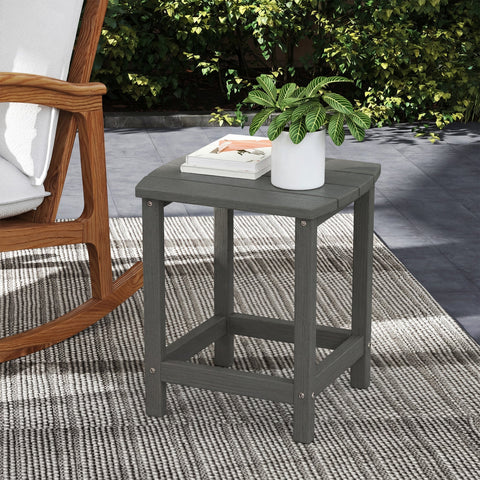 Outsunny outdoor side table in gray with sturdy wooden legs perfect as a garden table 48w x 37d for indoor outdoor use