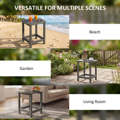 Gray wooden outsunny garden table with simple rectangular top and sturdy legs 48w x 37d perfect for indoor outdoor use