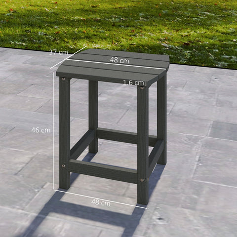 Outsunny dark gray outdoor garden table with slatted top and sturdy weather-resistant plastic legs 37d x 46h