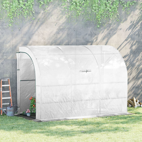 White arched outsunny outdoor walk-in greenhouse with mesh sides wire panel and pe cover for plant nursery use