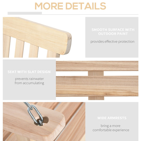 Outsunny swing chair 2-seater porch swing made of light fir wood with painted slat design for outdoor spaces