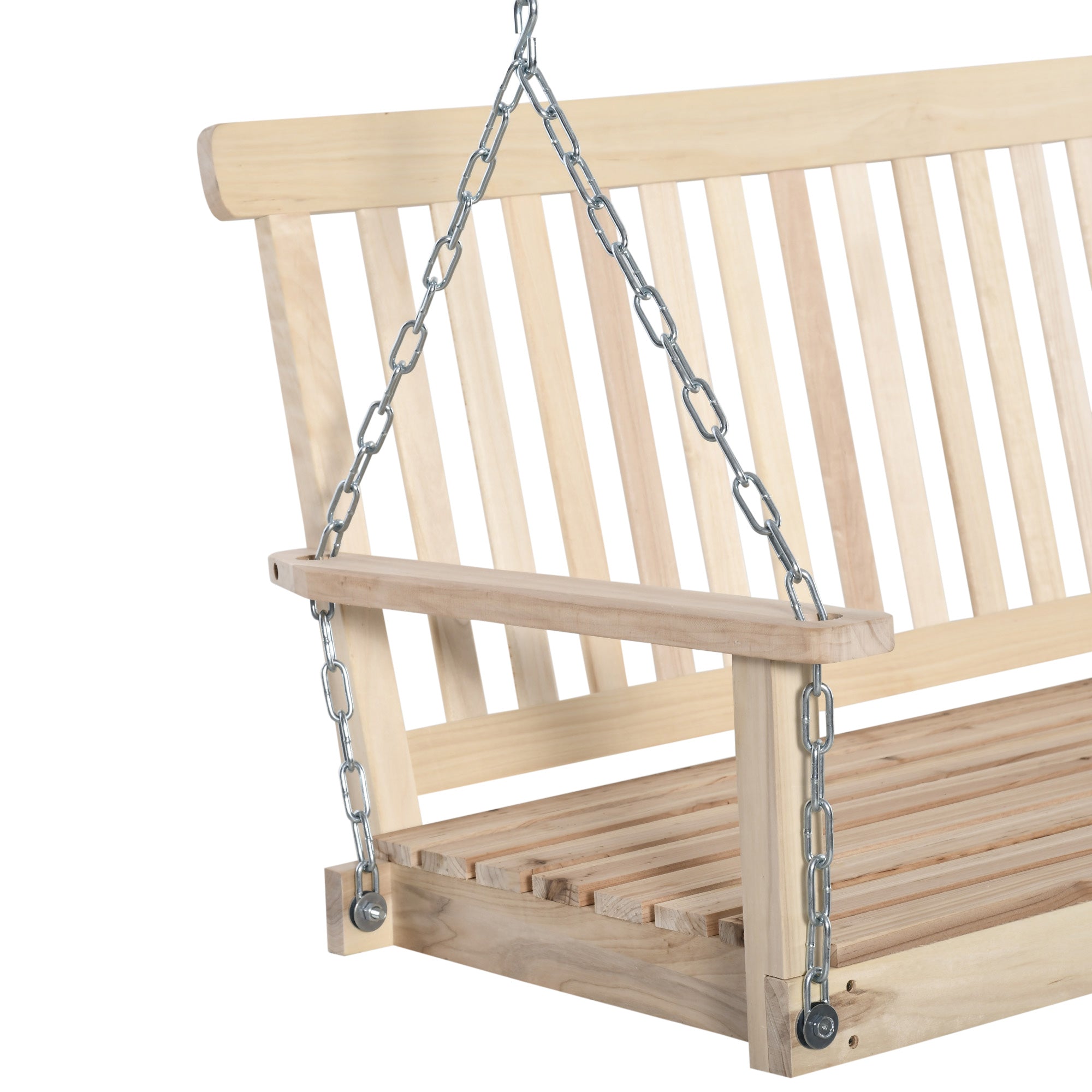 Outsunny 2-seater porch swing chair made of natural fir wood with metal chains for outdoor spaces and garden use