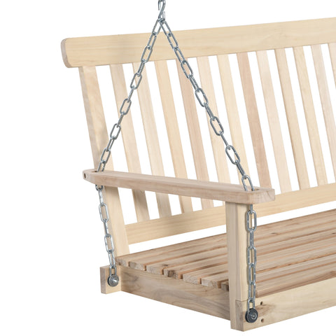 Outsunny 2-seater porch swing chair made of natural fir wood with metal chains for outdoor spaces and garden use