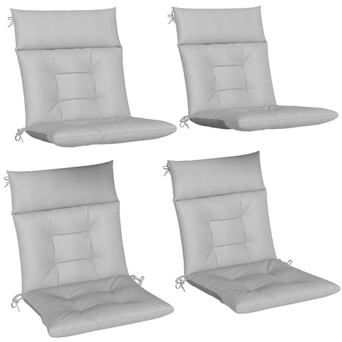 Outsunny light grey outdoor seat cushions set of 4 with tufted triple-section design and matching ties for patio chairs