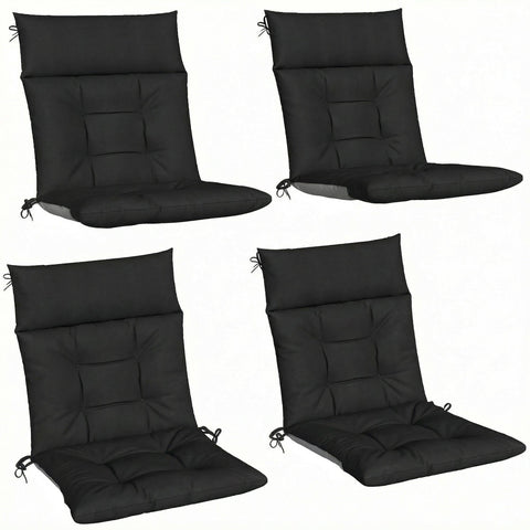 Outsunny patio chair cushions set of 4 black outdoor seat cushions with quilted triple-section design and fabric ties