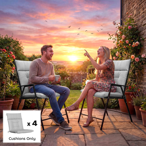 Light gray outsunny outdoor seat cushions set of 4 with waterproof, non-slip triple-section design for patio chairs