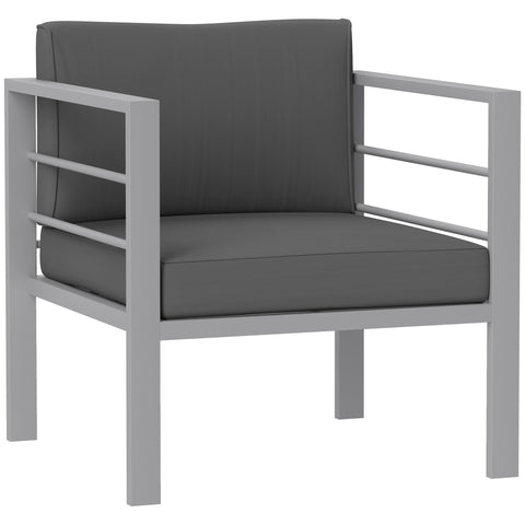 Modern charcoal grey outsunny patio armchair with sponge filling and polyester fabric on a sleek metal frame for outdoor use