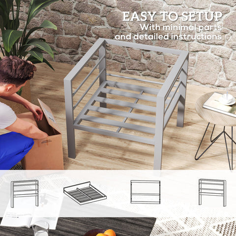 Charcoal grey outsunny patio furniture aluminium armchair with gray metal frame slatted base and polyester fabric cushions