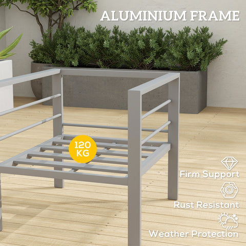 Outsunny patio furniture aluminium armchair in charcoal grey with a sturdy metal frame and thick sponge filling cushions