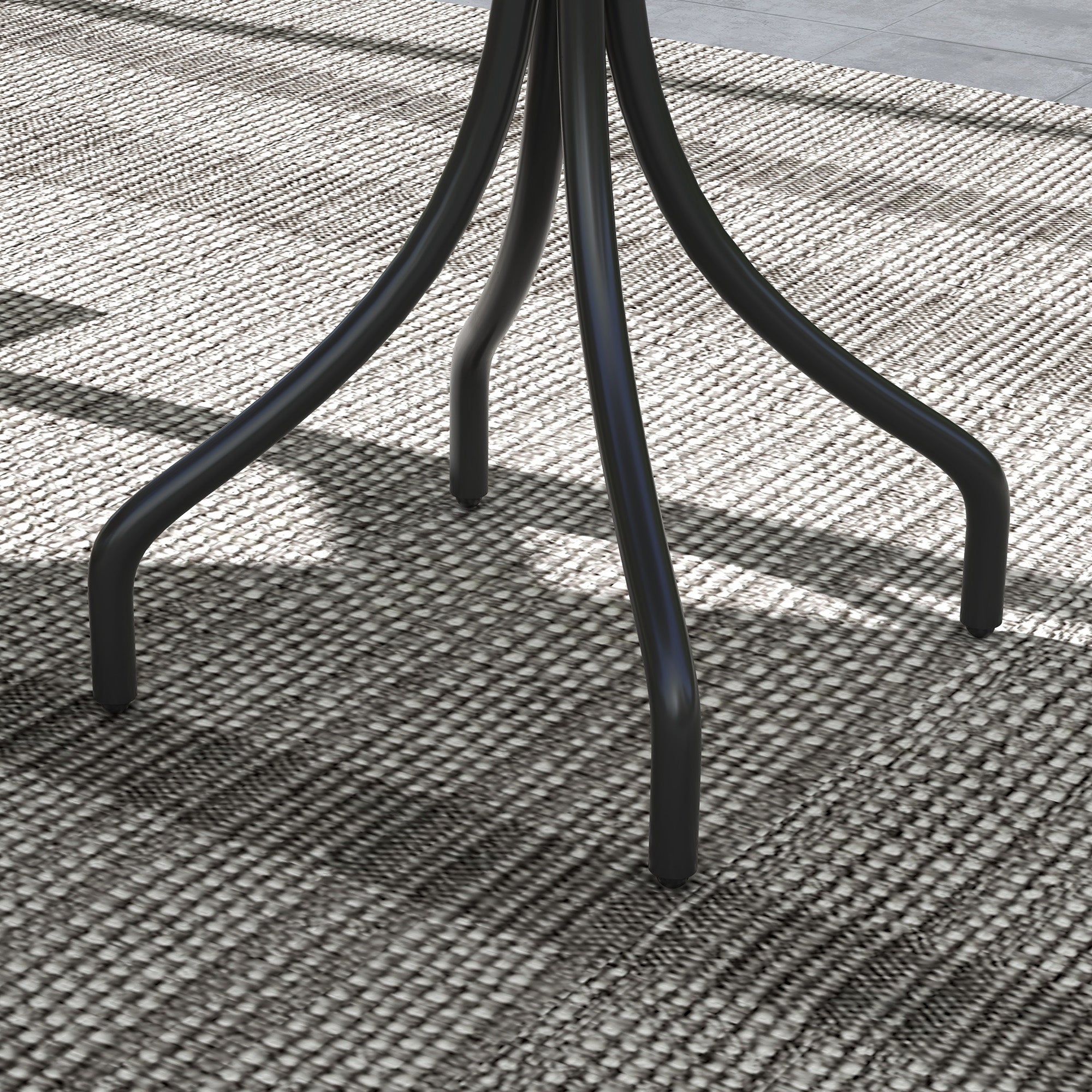 Black metal table legs with curved sturdy design on outsunny grey galvanised steel garden table frame