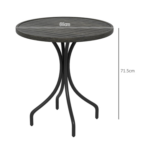 Outsunny 66cm black garden table with slatted wooden top and galvanised steel frame with curved metal legs
