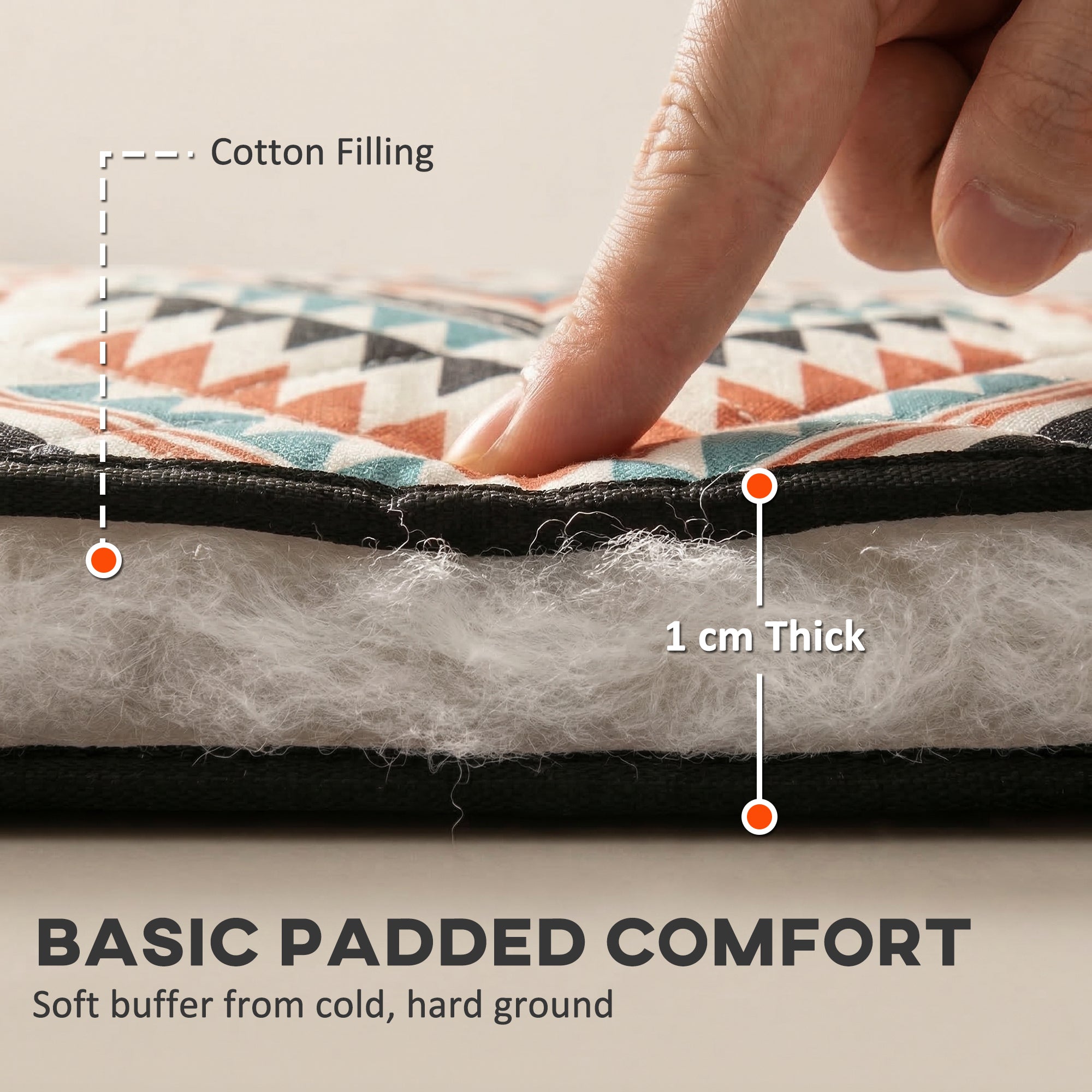 Outsunny picnic blanket 300x200cm with integrated strap, teal orange quilted cushion, soft cotton fill, and durable oxford cloth camping mat