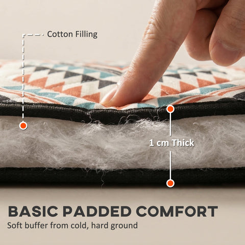 Outsunny picnic blanket 300x200cm with integrated strap, teal orange quilted cushion, soft cotton fill, and durable oxford cloth camping mat