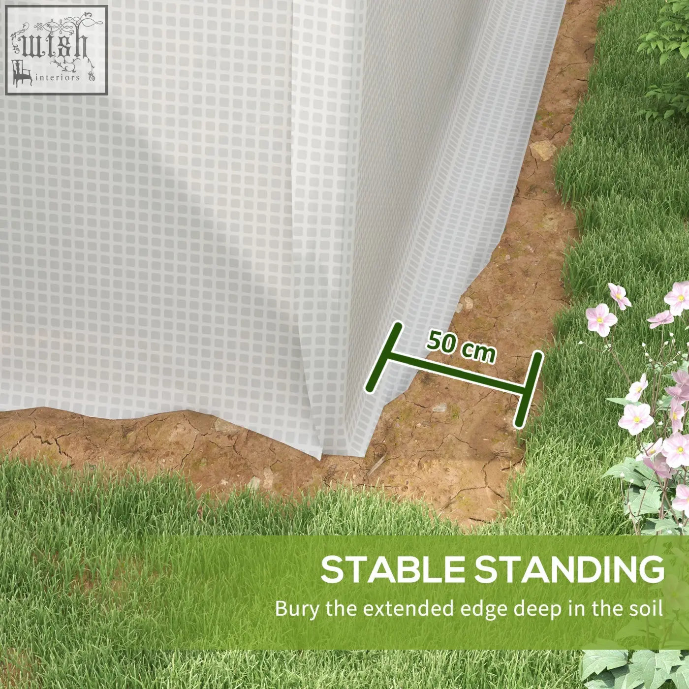 Outsunny polytunnel greenhouse with white uv-resistant pe cover and galvanised steel frame and 50 cm measurement marker