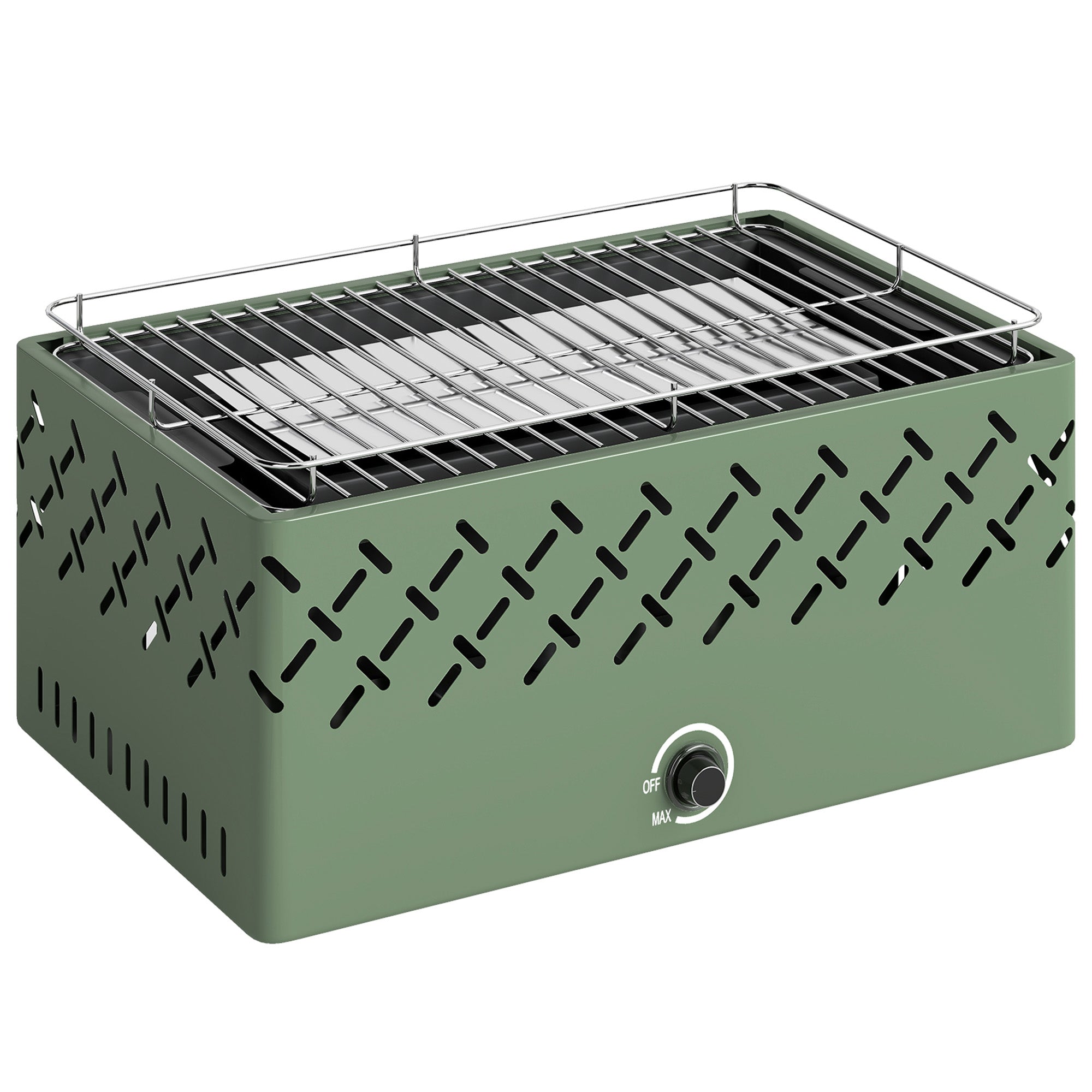 Light green outsunny portable charcoal bbq grill with stainless steel wire rack and charcoal tray for short camping trips