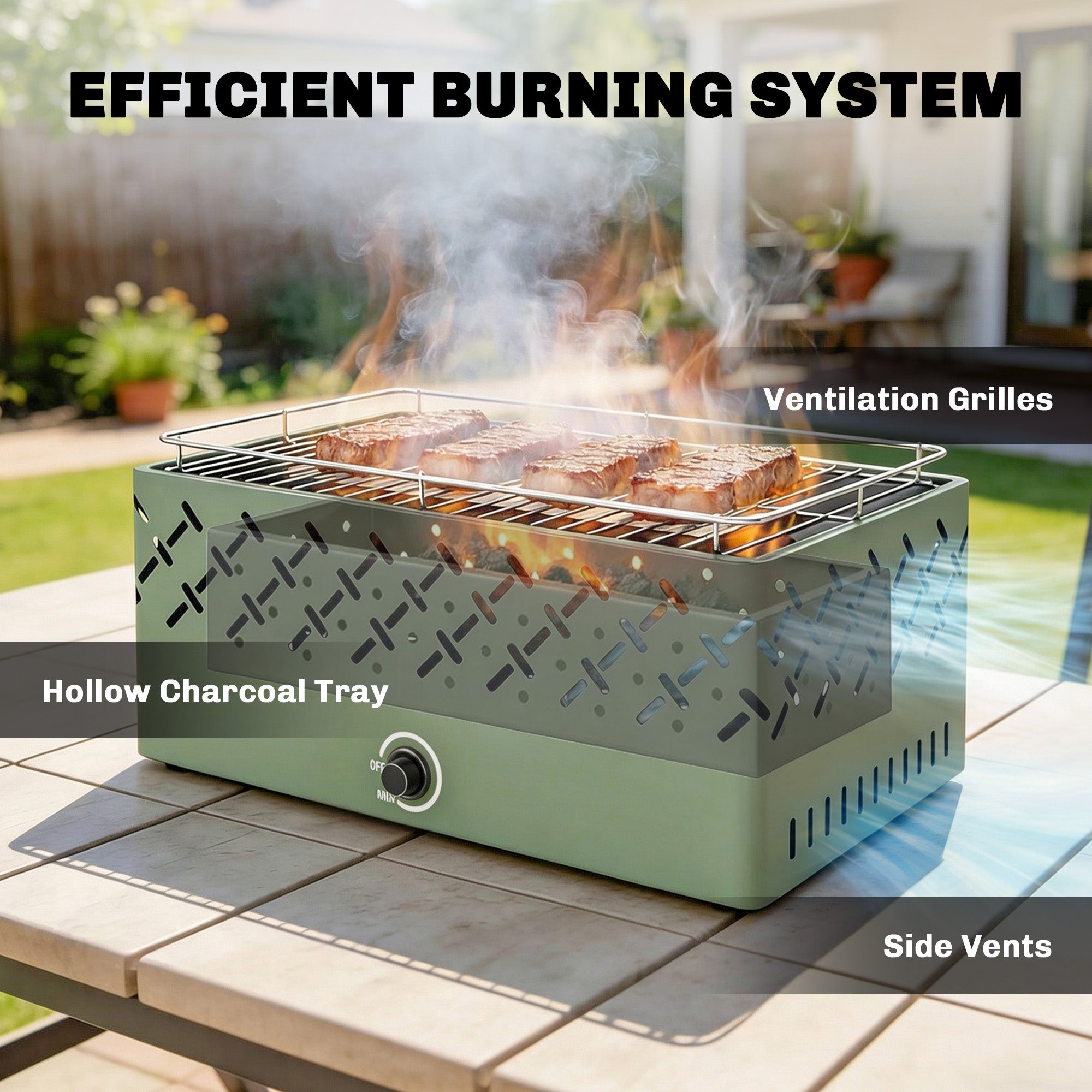 Outsunny light green portable charcoal grill with metal grate and charcoal tray perfect for short camping trips