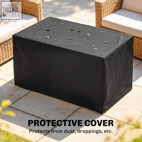 Black waterproof protective cover for outsunny propane gas fire pit table with pulse ignition and glass guard features