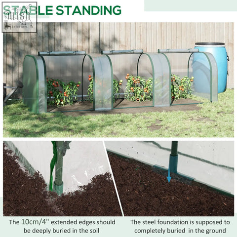 Green-framed pvc tunnel greenhouse with steel frame and arched design for easy access in garden backyard