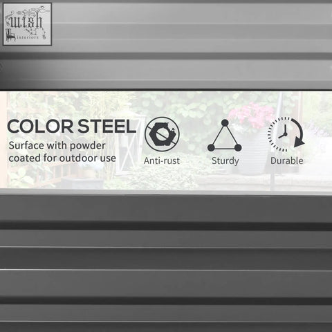 Light grey outsunny raised bed with powder coated steel structure for direct contact gardening outdoors