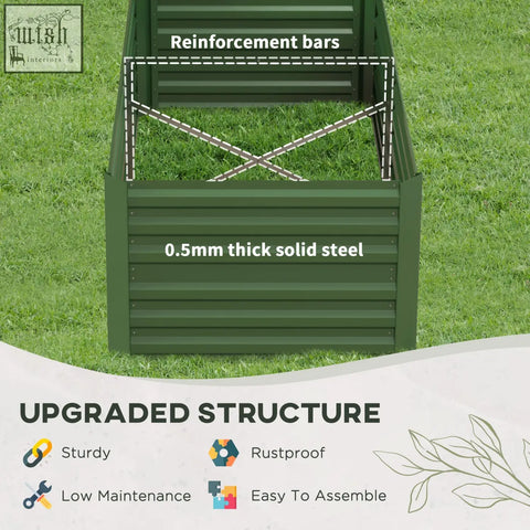Dark green 90cm size outsunny raised bed made of 0.5mm galvanised steel with protective coating and reinforcement bars