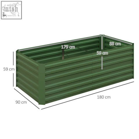 Outsunny raised bed in green galvanised steel with protective coating and labeled 90cm size for garden use
