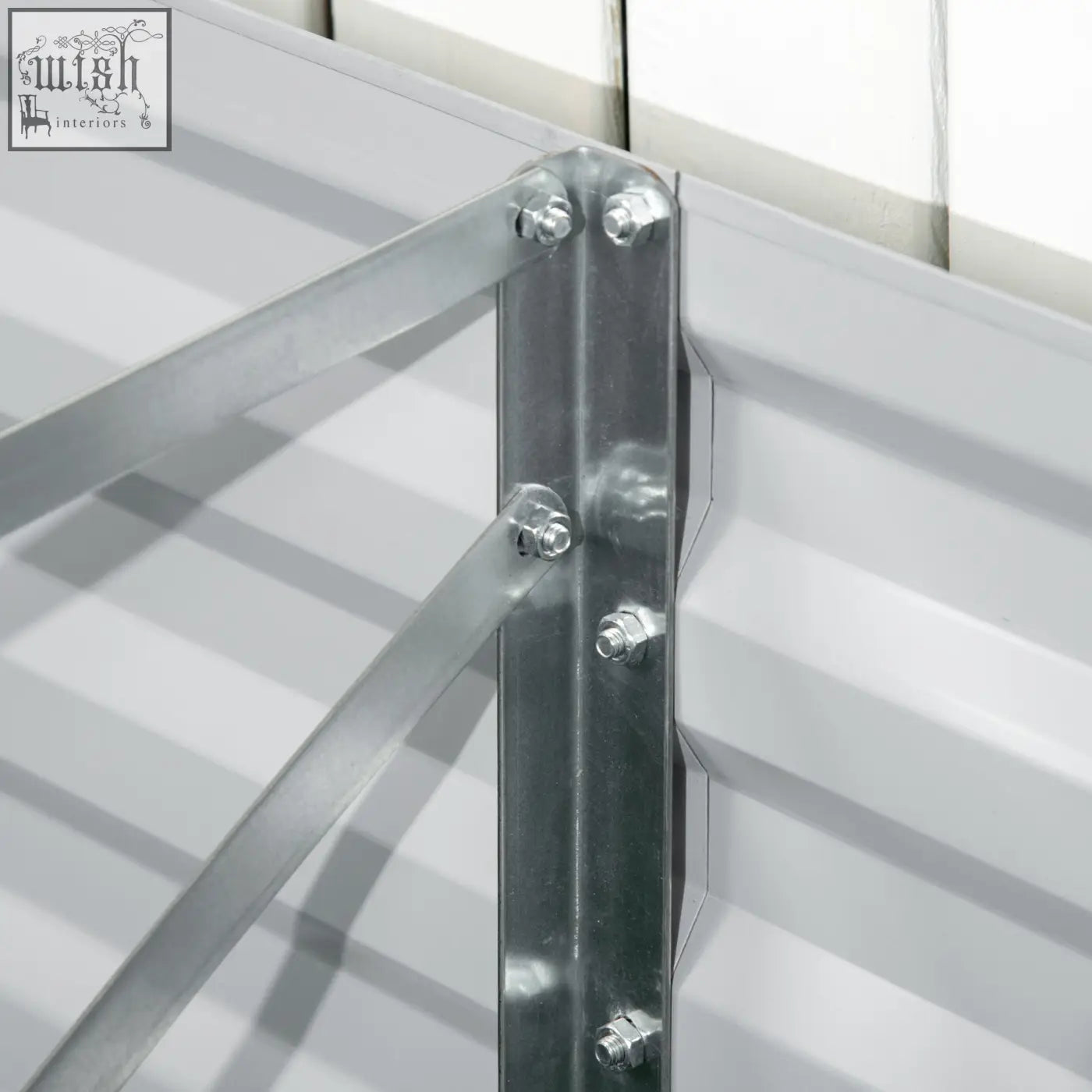 Silver metal shelf bracket with protective coating in light grey for outsunny 90cm raised garden bed planter