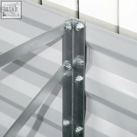 Silver metal shelf bracket with protective coating in light grey for outsunny 90cm raised garden bed planter