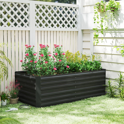 Black outsunny raised bed made of galvanised steel with protective coating and multi-reinforced rods in 90cm size