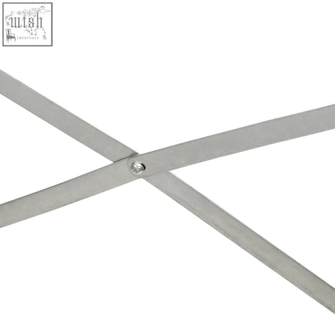 Silver metal frame with intersecting diagonal bars and central screw in outsunny light grey 90cm size raised bed with protective coating