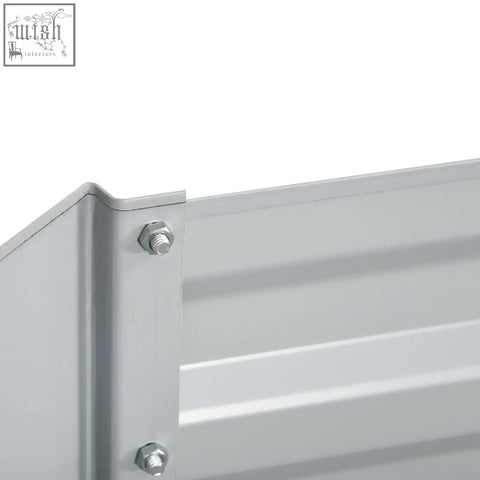 Gray corrugated metal panel with visible bolts on outsunny light grey galvanised steel raised bed 90cm size with protective coating