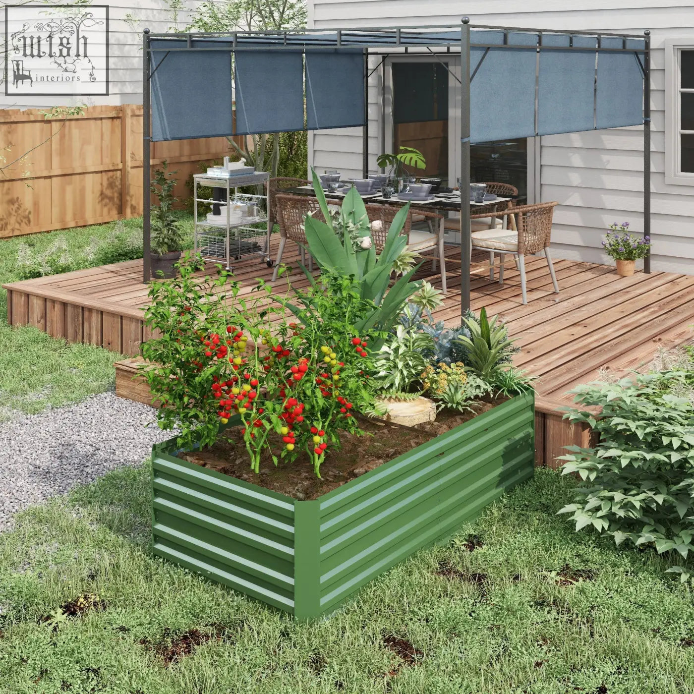 Green corrugated metal raised garden bed by Outsunny made of galvanised steel with protective coating in 90cm size