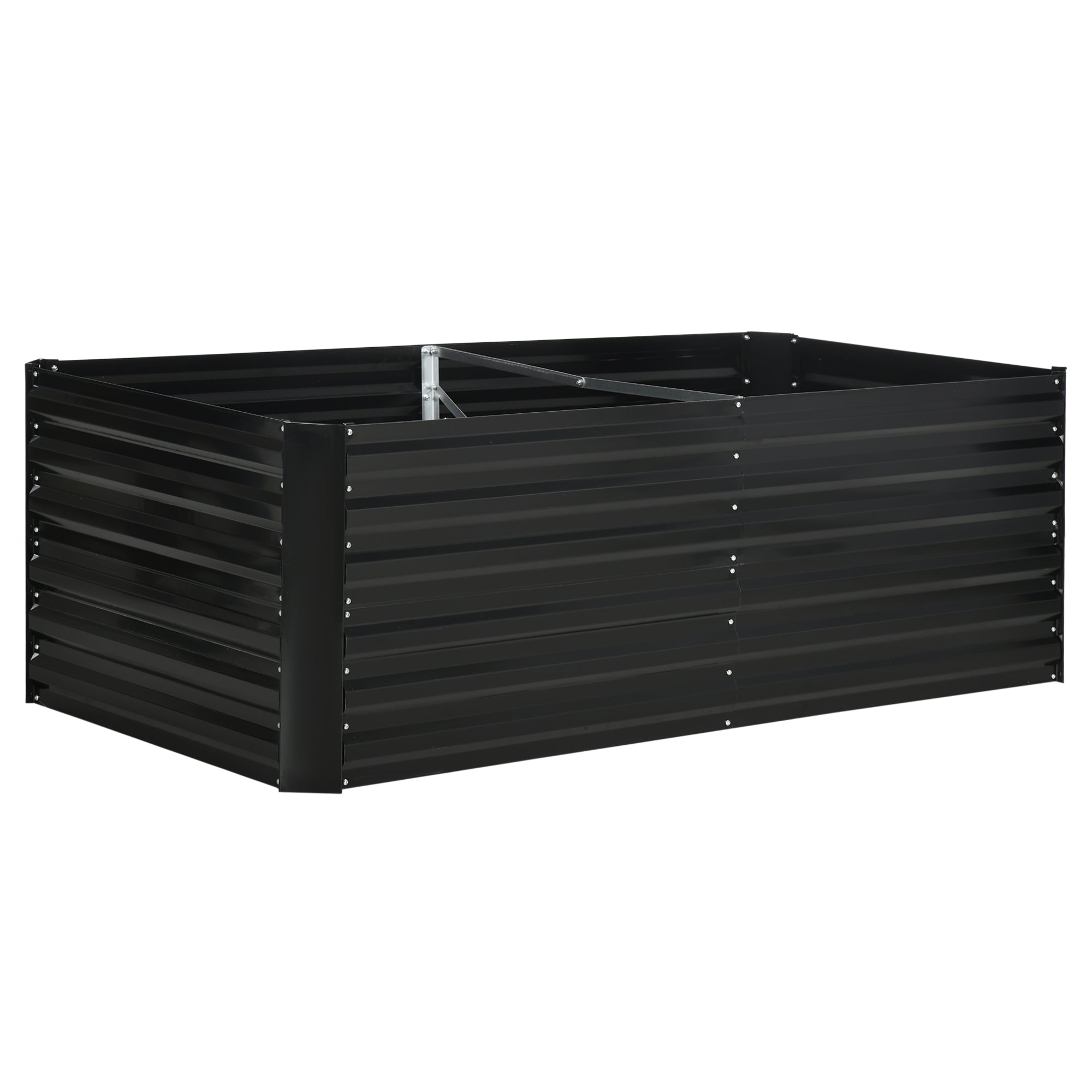 Black outsunny raised bed compost bin with divided interior made of galvanised steel with protective coating 90cm size