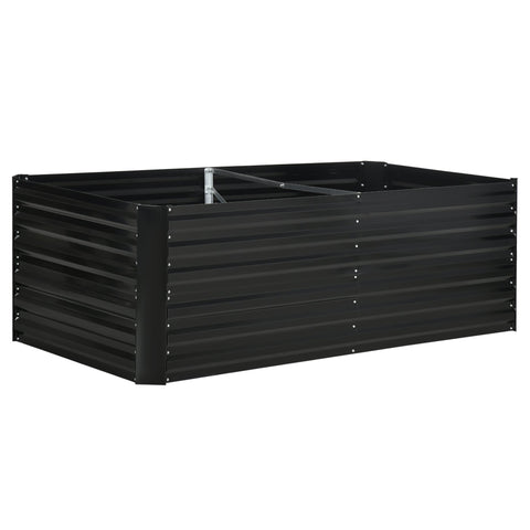 Black outsunny raised bed compost bin with divided interior made of galvanised steel with protective coating 90cm size